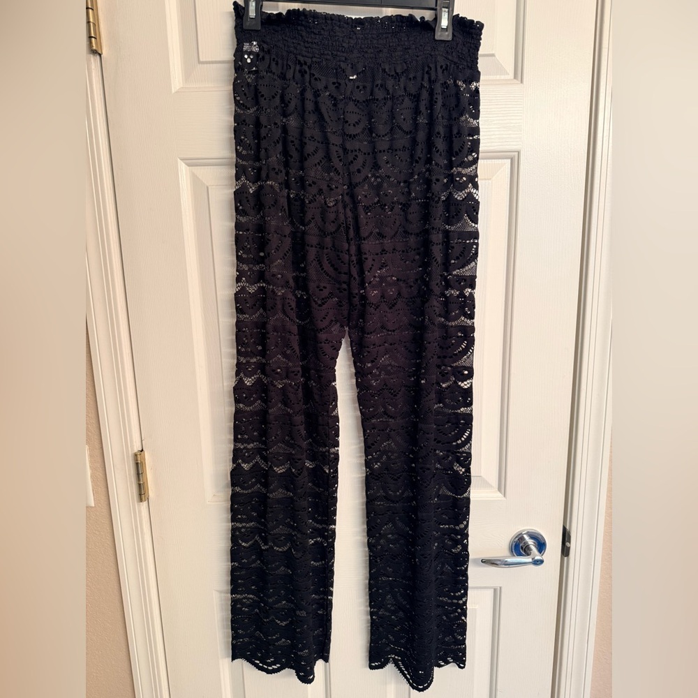 Miken Black Lace Sz Large Wide Leg Pants